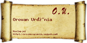 Orovan Uránia névjegykártya
